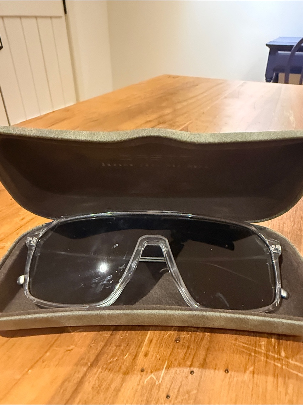 Transparent Frame Black Lens Women's Shield Sunglasses from Switzerland